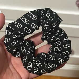 GWP- Valentino Beauty Black Scrunchie with White Logo Design